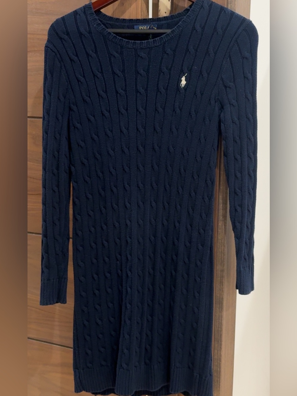 Ralph Lauren Navy Cable-Knit Polo Sweater Dress